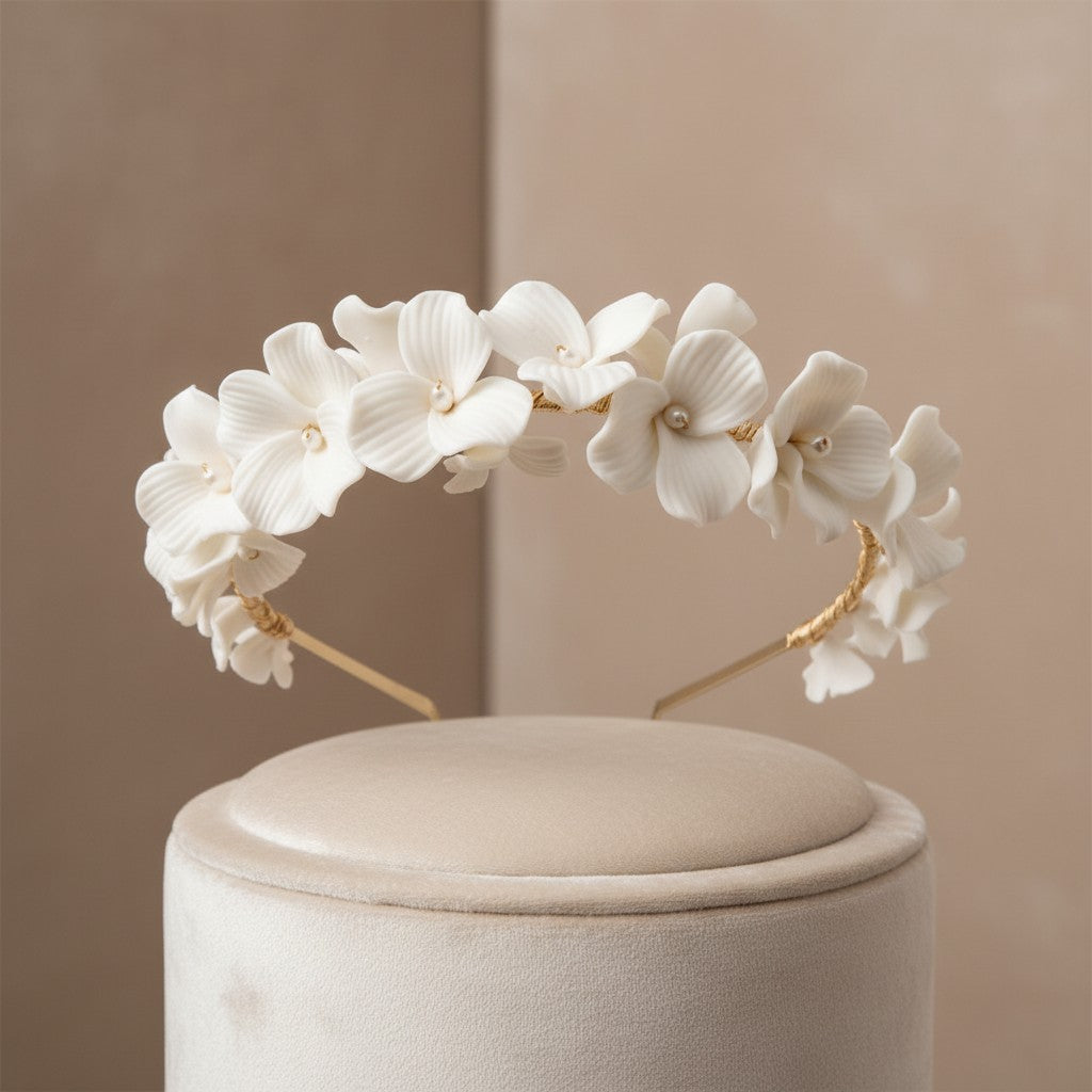 ATHENA COLLECTION - FLORAL ALLURE HEADBAND - AHB143 GOLD