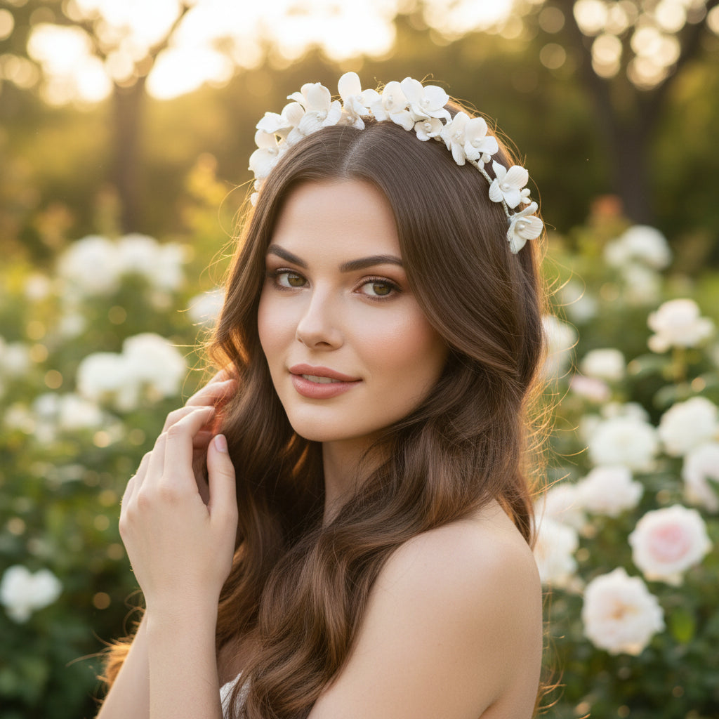 ATHENA COLLECTION - FLORAL ALLURE HEADBAND - AHB143 GOLD