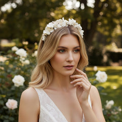 ATHENA COLLECTION - FLORAL ALLURE HEADBAND - AHB143 GOLD