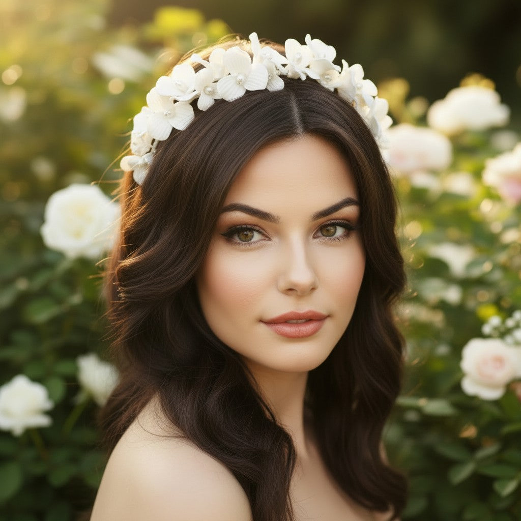 ATHENA COLLECTION - FLORAL ALLURE HEADBAND - AHB143 GOLD