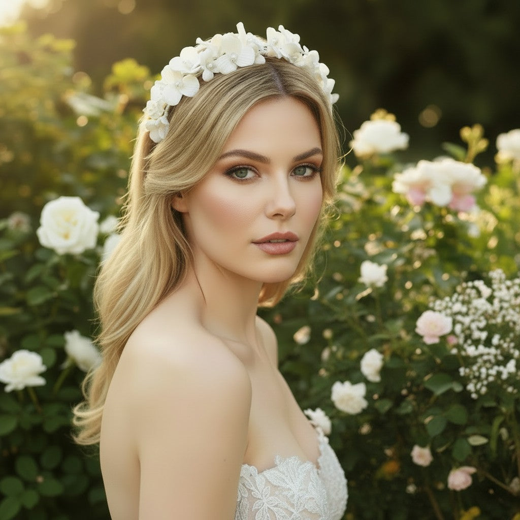 ATHENA COLLECTION - FLORAL ALLURE HEADBAND - AHB143 GOLD