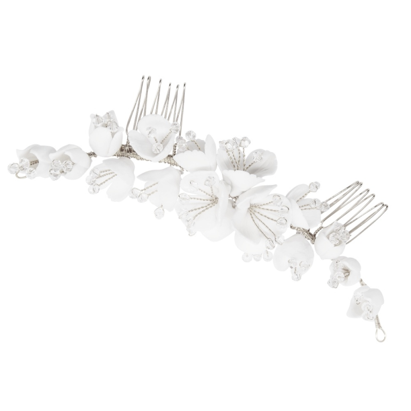 ATHENA COLLECTION - FLORAL EXTRAVAGANCE COMB -HC253 SILVER