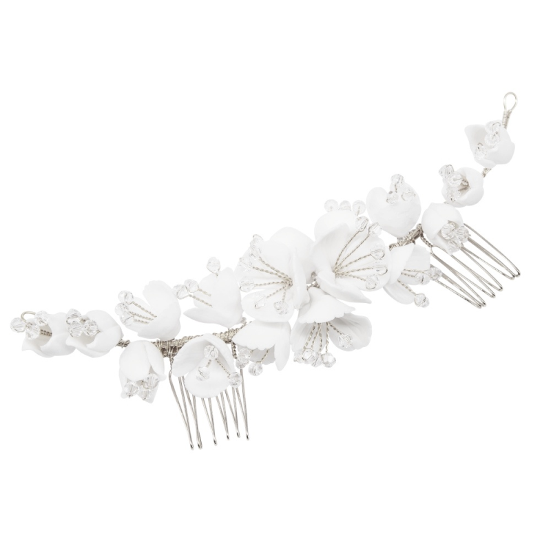 ATHENA COLLECTION - FLORAL EXTRAVAGANCE COMB -HC253 SILVER