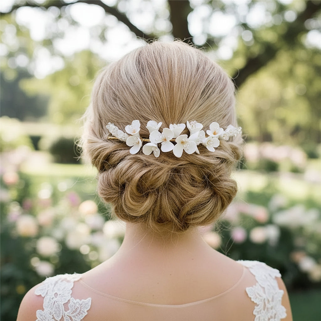 ATHENA COLLECTION - FLORAL EXTRAVAGANCE COMB -HC253 SILVER