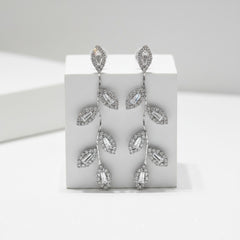 ATHENA COLLECTION - SPARKLY VINE EARRINGS - CZER657 SILVER