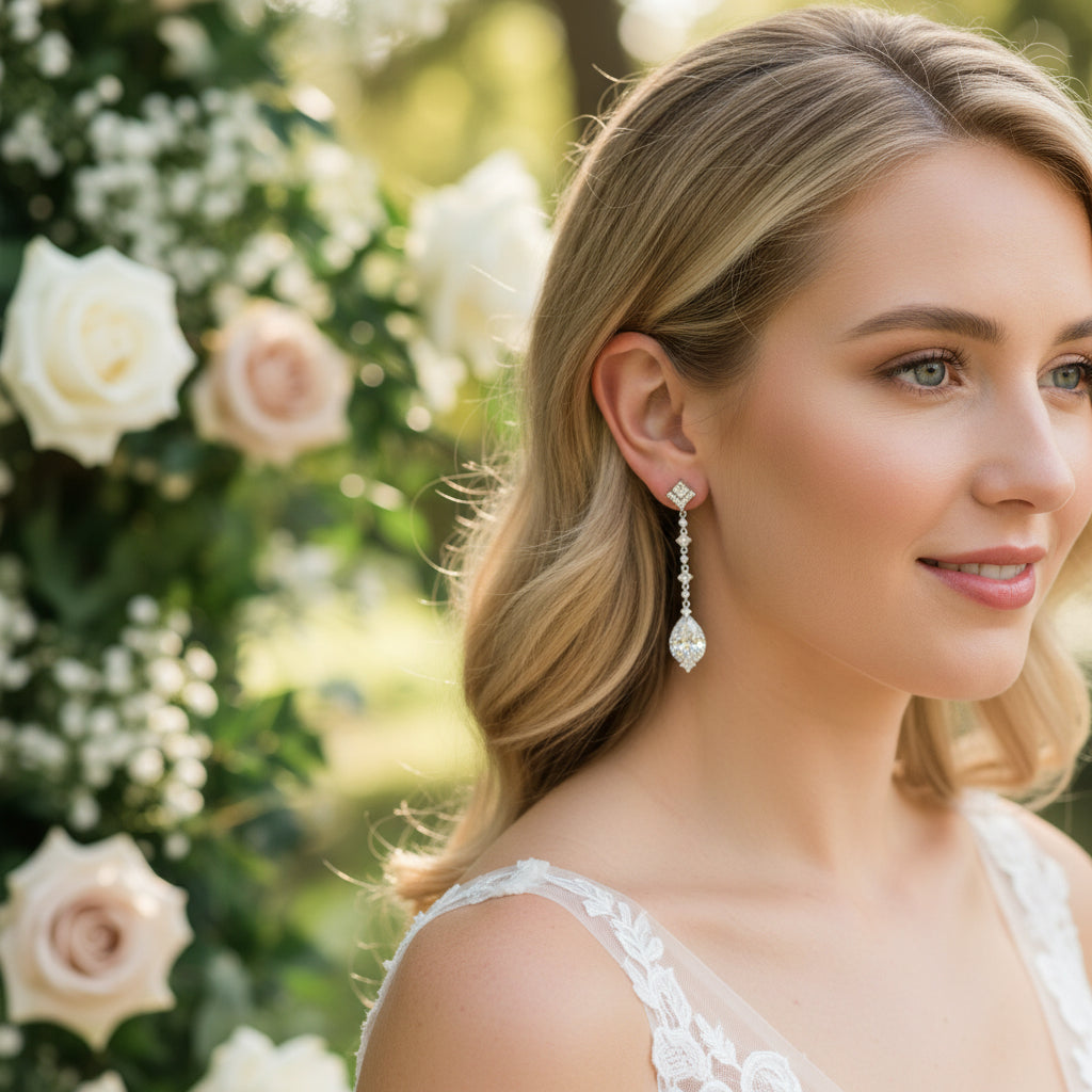 CUBIC ZIRCONIA COLLECTION - STARLET CHANDELIER EARRINGS - CZER670 SILVER