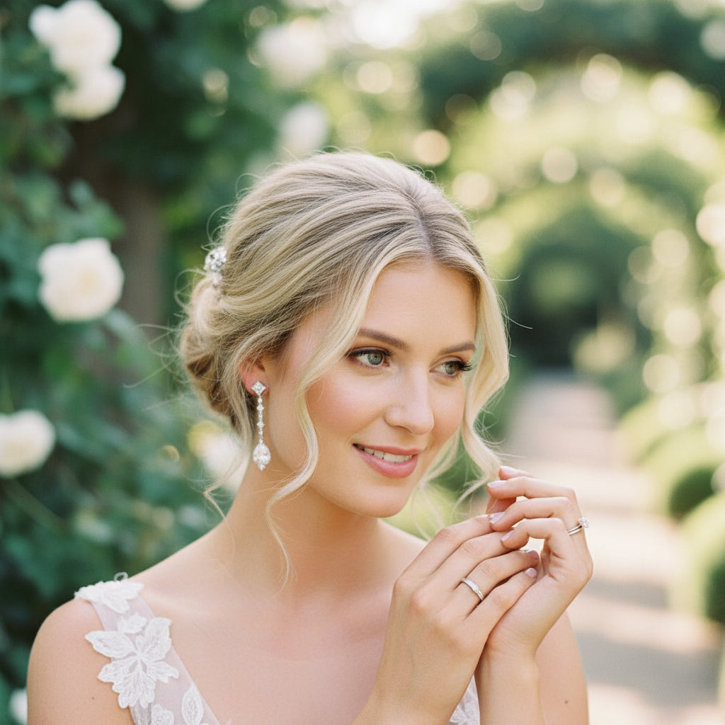 CUBIC ZIRCONIA COLLECTION - STARLET CHANDELIER EARRINGS - CZER670 SILVER