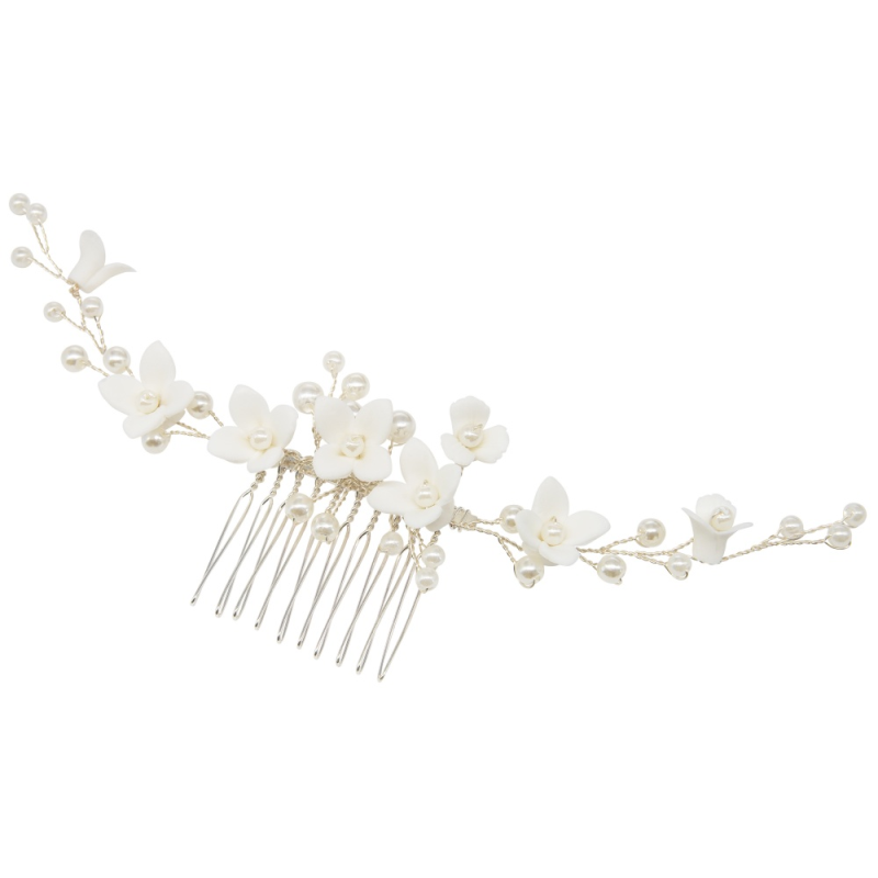 ATHENA COLLECTION - CHIC GARLAND COMB - HC257 SILVER