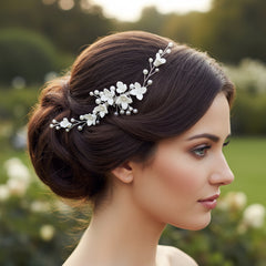 ATHENA COLLECTION - CHIC GARLAND COMB - HC257 SILVER