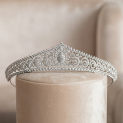 CUBIC ZIRCONIA COLLECTION - DIVINE SHIMMER TIARA - AHB145 SILVER