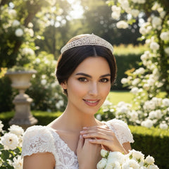 CUBIC ZIRCONIA COLLECTION - DIVINE SHIMMER TIARA - AHB145 SILVER