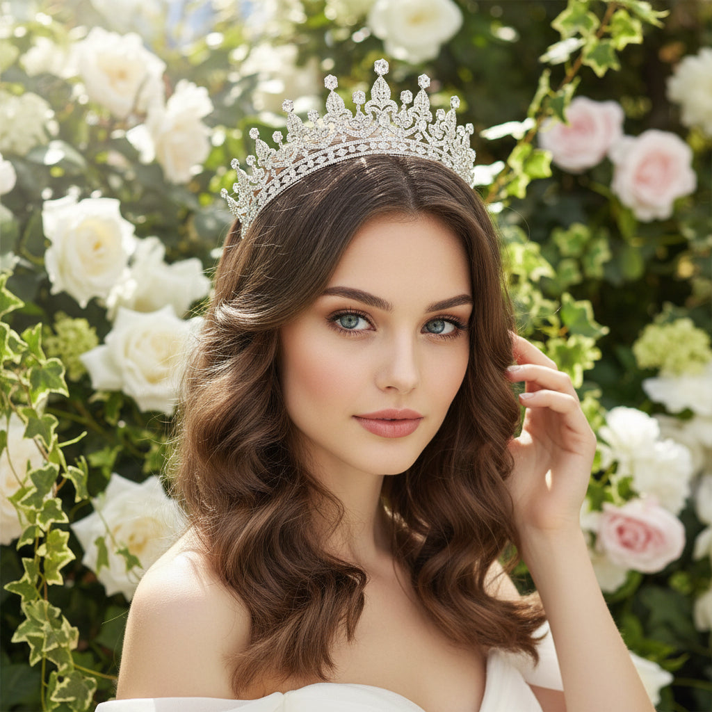 CUBIC ZIRCONIA COLLECTION - REGAL LUXE TIARA - AHB147