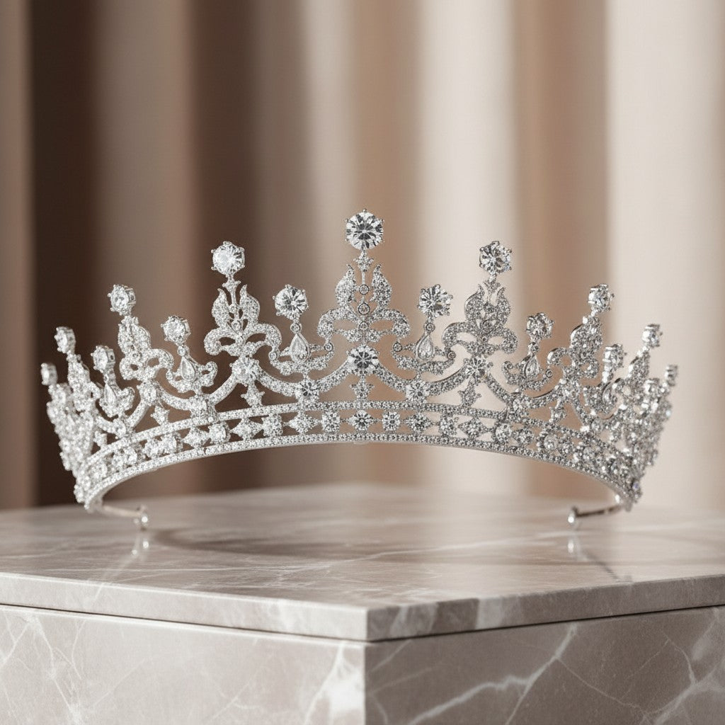 CUBIC ZIRCONIA COLLECTION - REGAL LUXE TIARA - AHB147