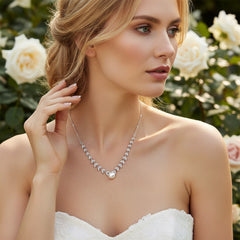 CUBIC ZIRCONIA COLLECTION - DAZZLING VINE NECKLACE - CZNK182 SILVER