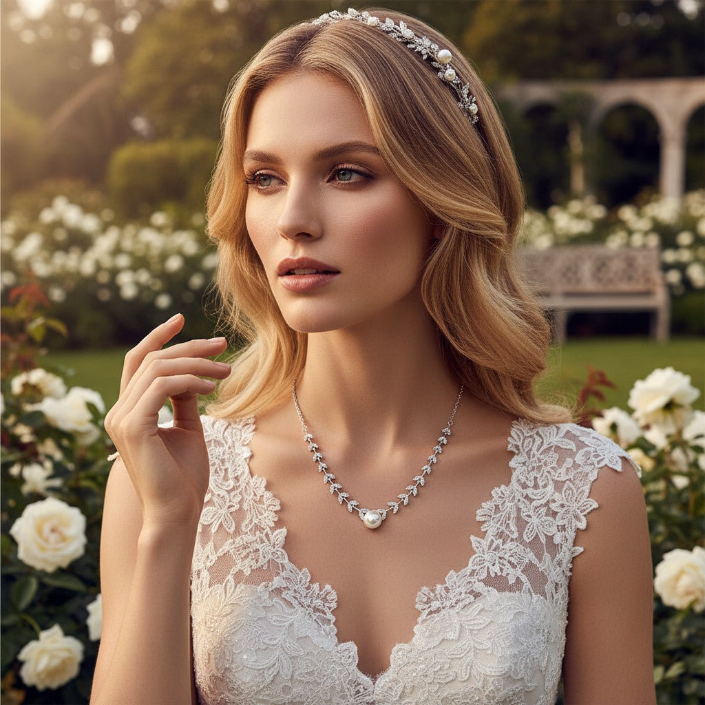 CUBIC ZIRCONIA COLLECTION - DAZZLING VINE NECKLACE - CZNK182 SILVER