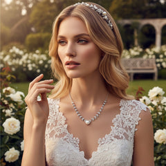 CUBIC ZIRCONIA COLLECTION - DAZZLING VINE NECKLACE - CZNK182 SILVER