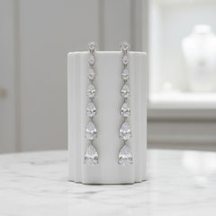 CUBIC ZIRCONIA COLLECTION - CHIC CASCADE EARRINGS - CZER674 SILVER