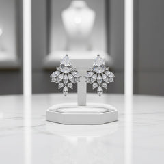 CUBIC ZIRCONIA COLLECTION - VINTAGE SPARKLE EARRINGS - CZER675 SILVER