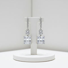 CUBIC ZIRCONIA COLLECTION - GLITZY GEM EARRINGS 925 STERLING SILVER - CZER676 SILVER