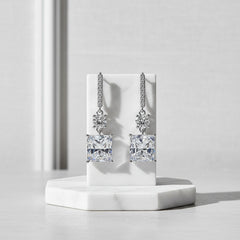 CUBIC ZIRCONIA COLLECTION - GLITZY GEM EARRINGS 925 STERLING SILVER - CZER676 SILVER