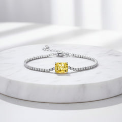CUBIC ZIRCONIA COLLECTION - GLITZY GEM BRACELET 925 STERLING SILVER - CZBR140 YELLOW