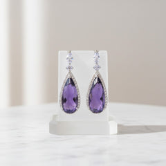 CUBIC ZIRCONIA COLLECTION - AMETHYST SPARKLE EARRINGS- CZER678