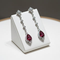 CUBIC ZIRCONIA COLLECTION - STARLET CHANDELIER EARRINGS - CZER670 RED