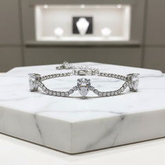 CUBIC ZIRCONIA COLLECTION - SHIMMER BRACELET 925 STERLING SILVER - SILVER  CZBR141