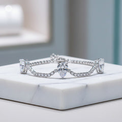 CUBIC ZIRCONIA COLLECTION - SHIMMER BRACELET 925 STERLING SILVER - SILVER  CZBR141