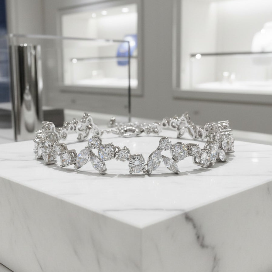 CUBIC ZIRCONIA COLLECTION - SIMULATED DIAMOND BRACELET - CZBR143 SILVER