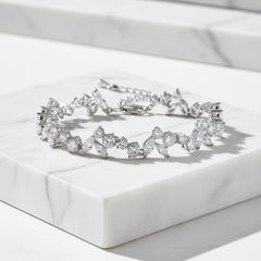 CUBIC ZIRCONIA COLLECTION - SIMULATED DIAMOND BRACELET - CZBR143 SILVER
