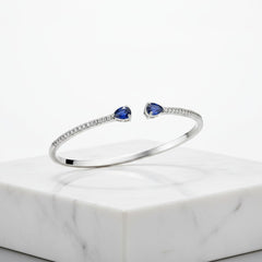 CUBIC ZIRCONIA COLLECTION - GLITZY GEM BANGLE BRACELET -CZBR144 SAPPHIRE