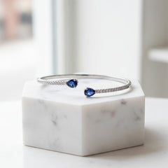 CUBIC ZIRCONIA COLLECTION - GLITZY GEM BANGLE BRACELET -CZBR144 SAPPHIRE