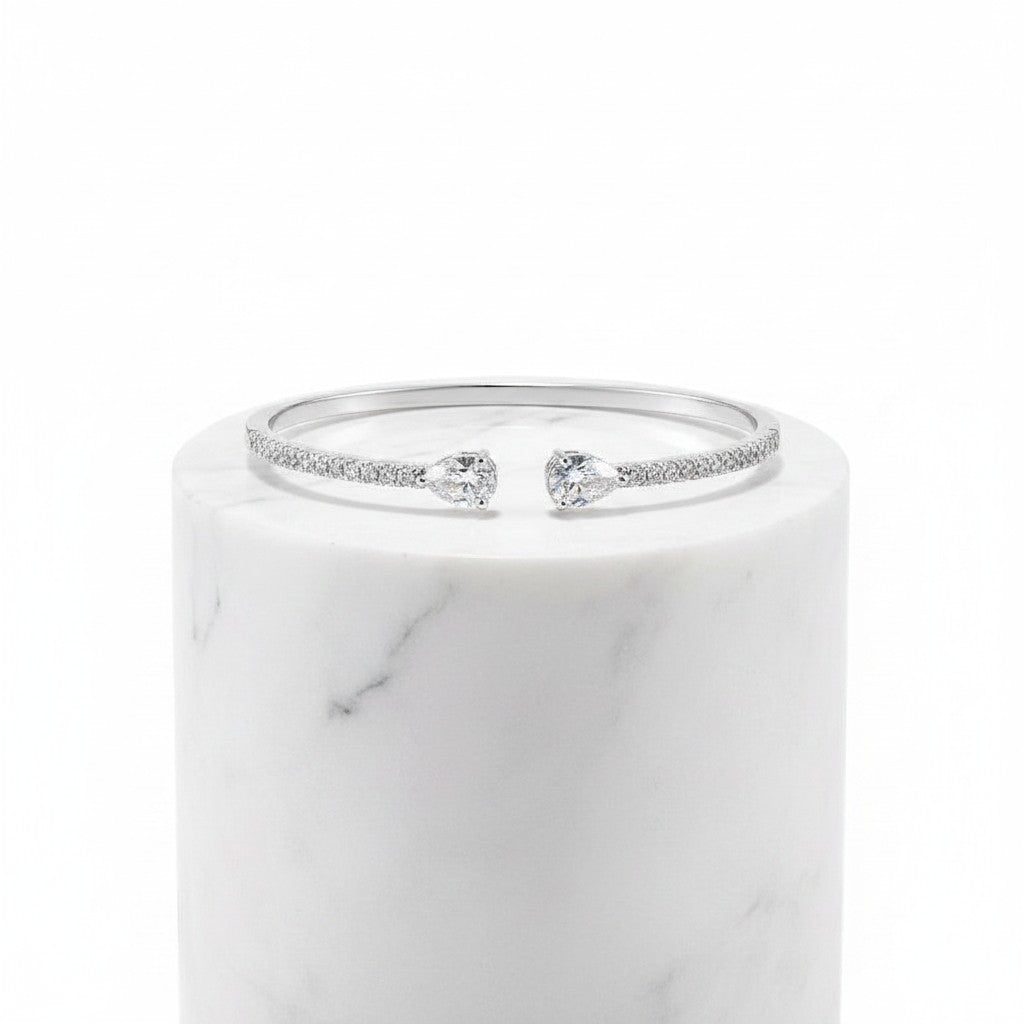 CUBIC ZIRCONIA COLLECTION - GLITZY GEM BANGLE BRACELET -CZBR144 SILVER