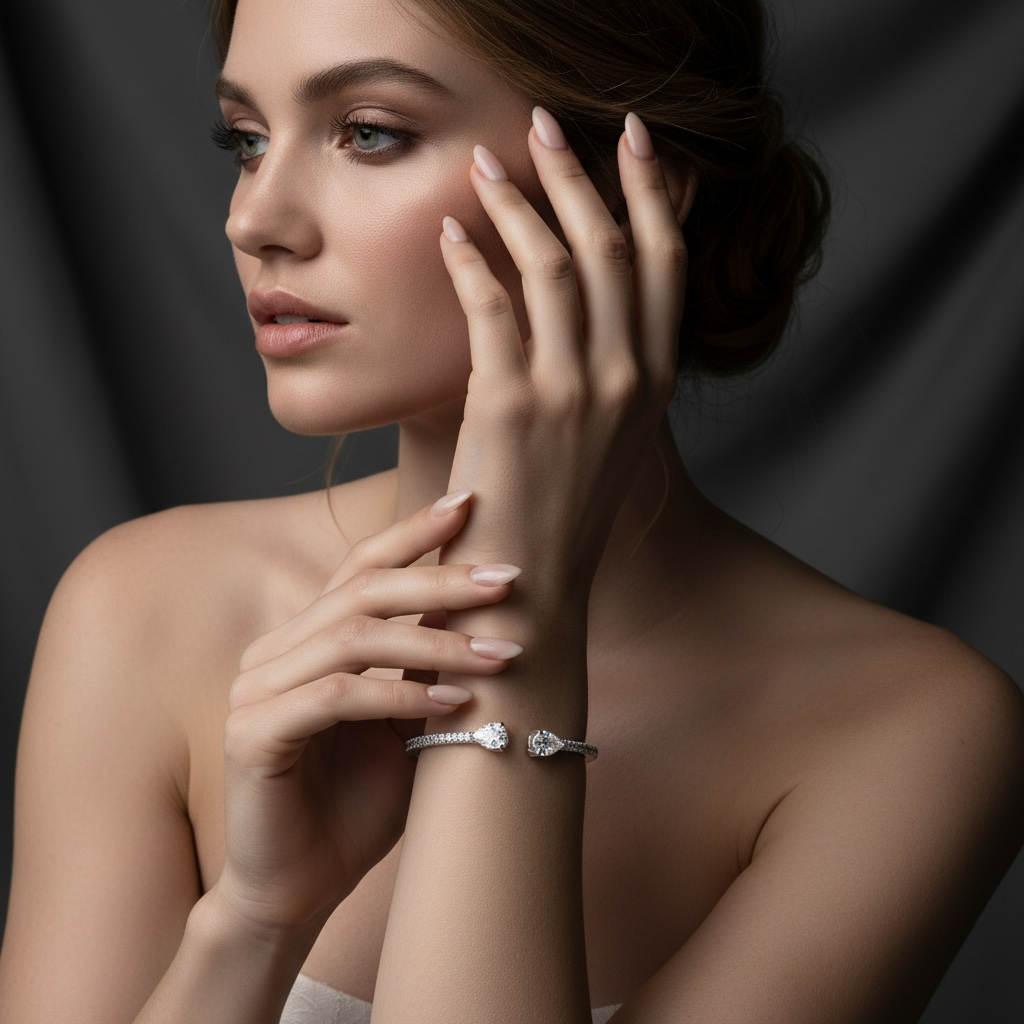 CUBIC ZIRCONIA COLLECTION - EXQUISITE BANGLE COLLECTION - 18K WHITE GOLD PLATED