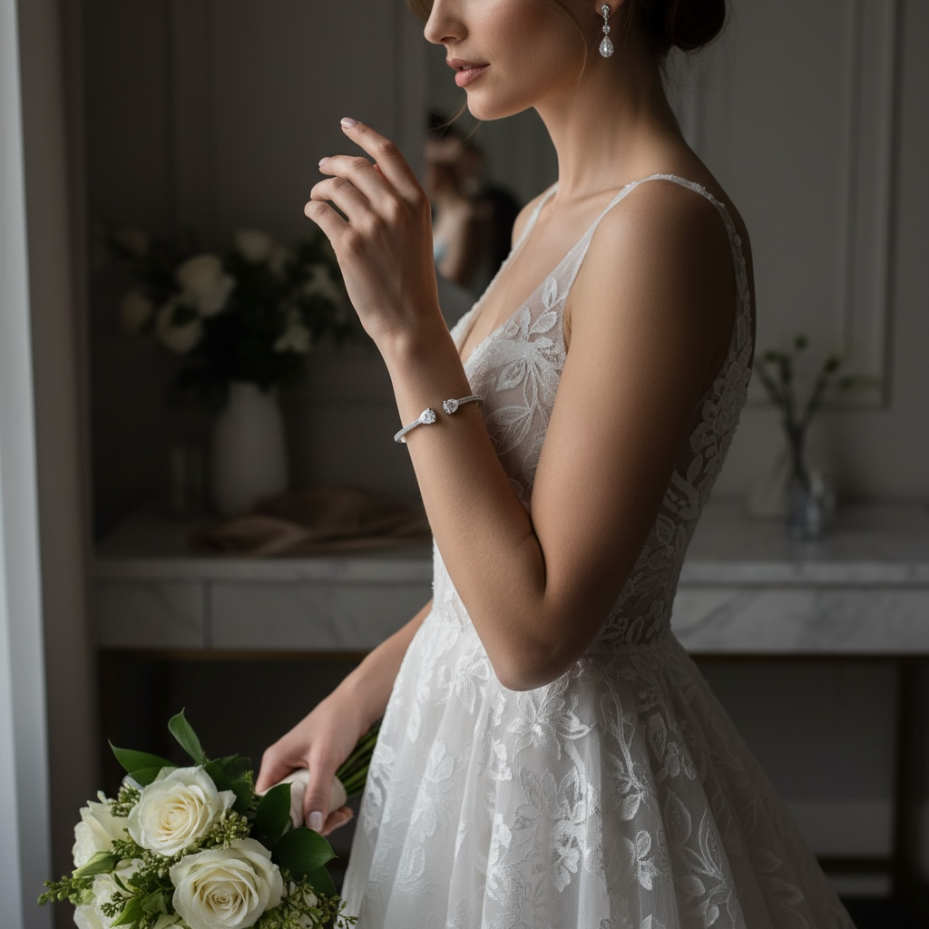 CUBIC ZIRCONIA COLLECTION - EXQUISITE BANGLE COLLECTION - 18K WHITE GOLD PLATED