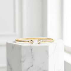 CUBIC ZIRCONIA COLLECTION - GLITZY GEM BANGLE BRACELET -CZBR144 GOLD