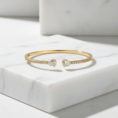 CUBIC ZIRCONIA COLLECTION - GLITZY GEM BANGLE BRACELET -CZBR144 GOLD