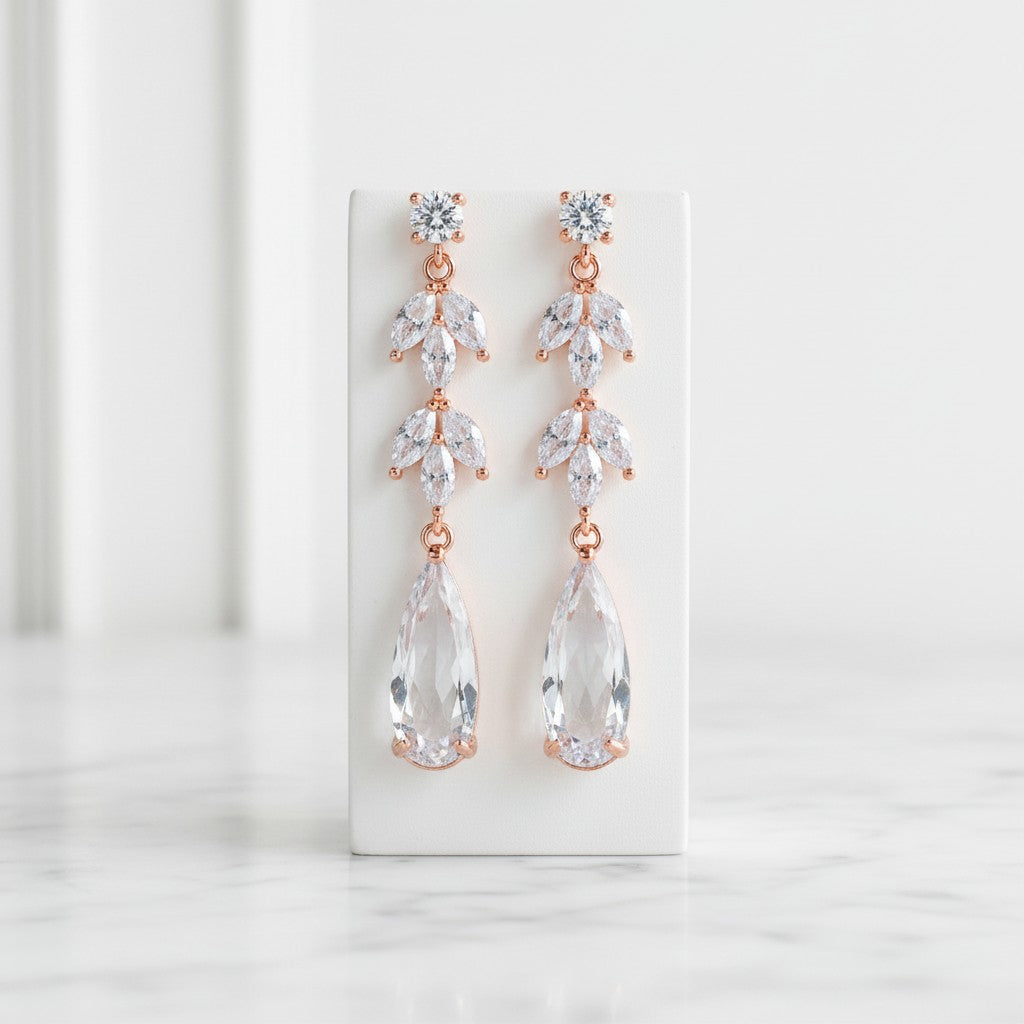 CUBIC ZIRCONIA COLLECTION - GLAM STARLET EARRINGS - CZER564 ROSE GOLD