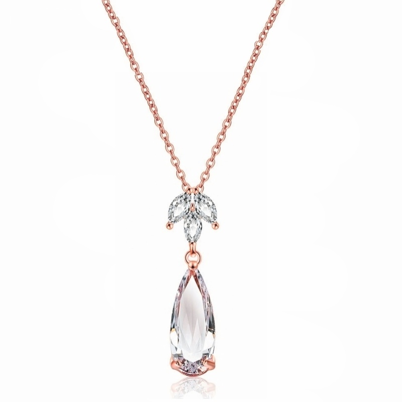 CUBIC ZIRCONIA COLLECTION - GLAM STARLET NECKLACE - CZNK112 (ROSE GOLD)