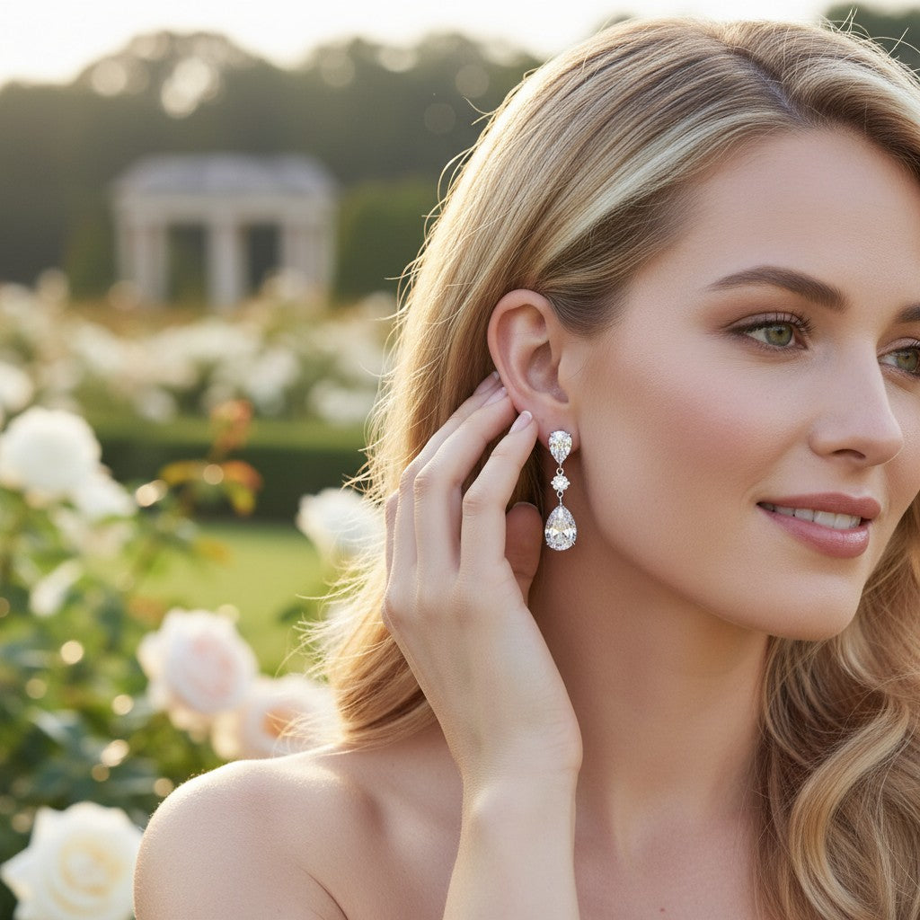 CUBIC ZIRCONIA COLLECTION - CHIC CZ SPARKLE EARRINGS - CZER680 SILVER