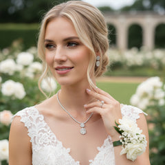 GATSBY INSPIRED - SHIMMERING NECKLACE SET - CZNK183 SILVER