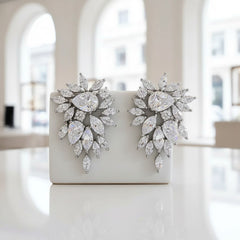 CUBIC ZIRCONIA COLLECTION - VINTAGE GEM EARRINGS - CZER681 SILVER