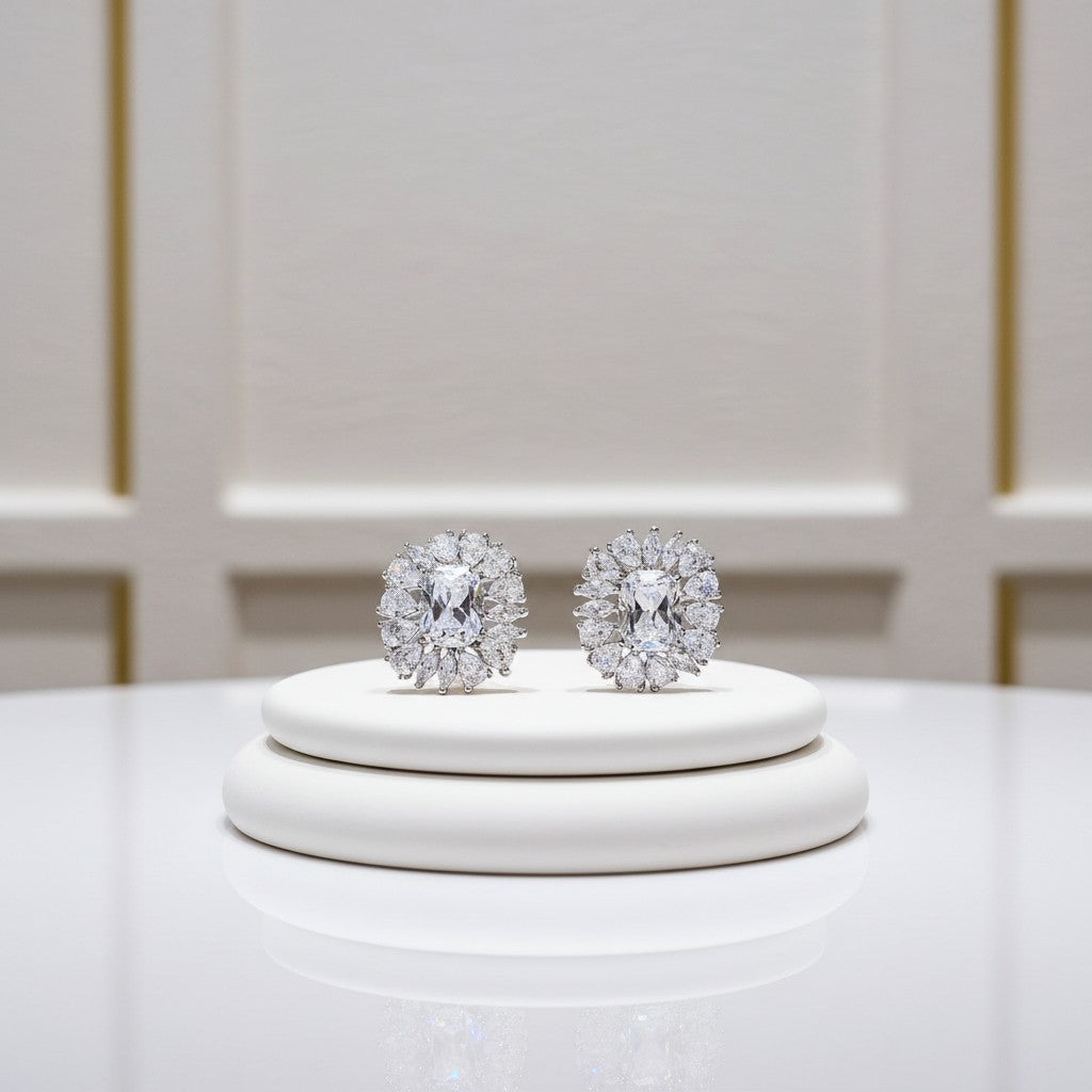 CUBIC ZIRCONIA COLLECTION - ENCHANTMENT SPARKLE EARRINGS - CZER684 SILVER