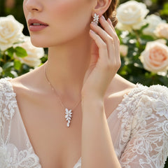CUBIC ZIRCONIA COLLECTION -  ALLURE CRYSTAL NECKLACE - CZNK185 ROSE GOLD