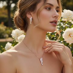 CUBIC ZIRCONIA COLLECTION -  ALLURE CRYSTAL NECKLACE - CZNK185 ROSE GOLD
