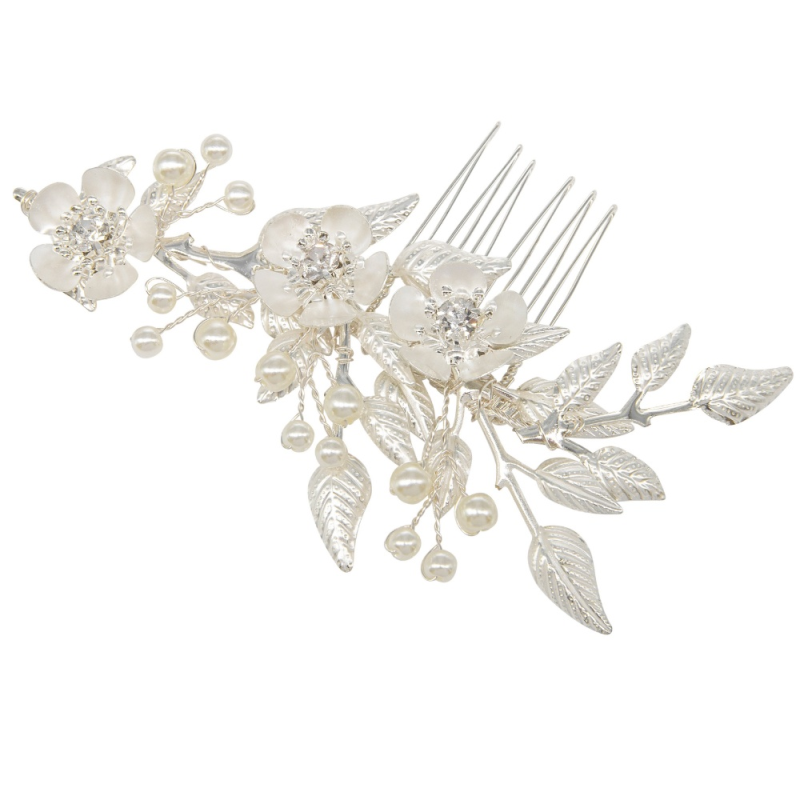 ATHENA COLLECTION - VINTAGE INSPIRED HAIR COMB - HC260 SILVER