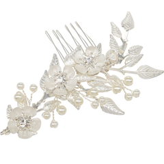 ATHENA COLLECTION - VINTAGE INSPIRED HAIR COMB - HC260 SILVER