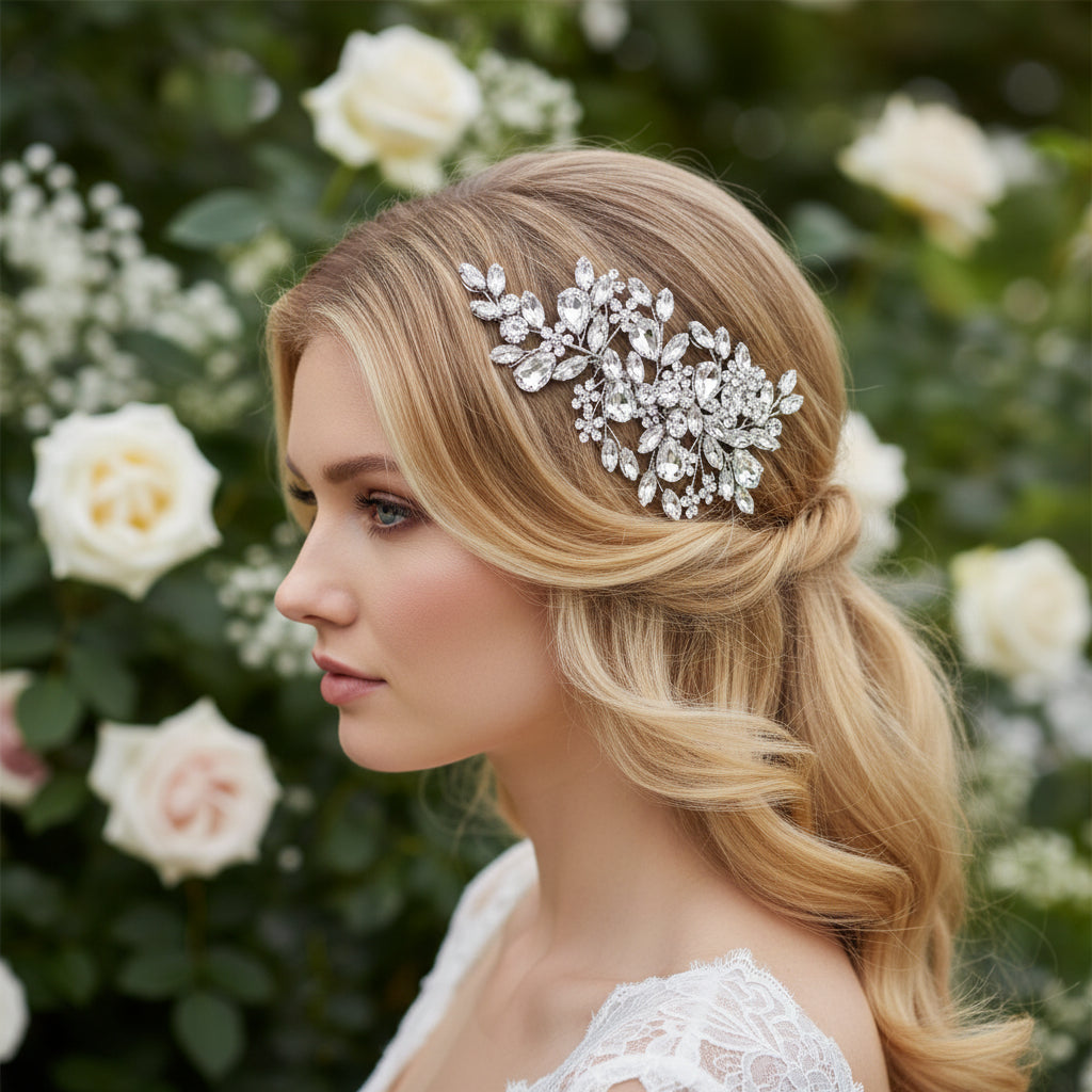 ATHENA COLLECTION - RADIANCE HAIR COMB -  HC263 - SILVER