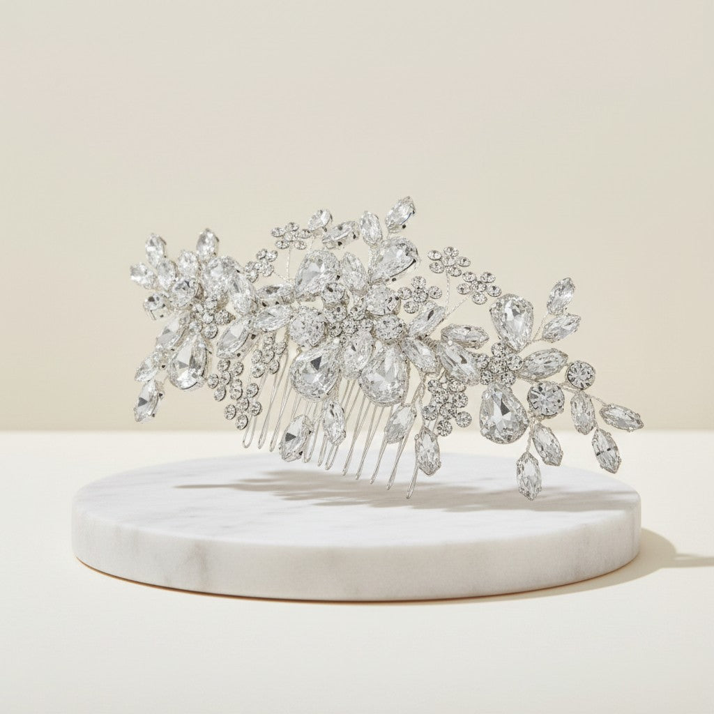 ATHENA COLLECTION - RADIANCE HAIR COMB -  HC263 - SILVER